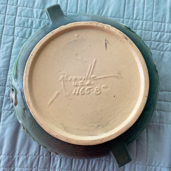 Vintage Roseville USA Freesia Pottery Bowl Double Handled - Picture 5 of 5
